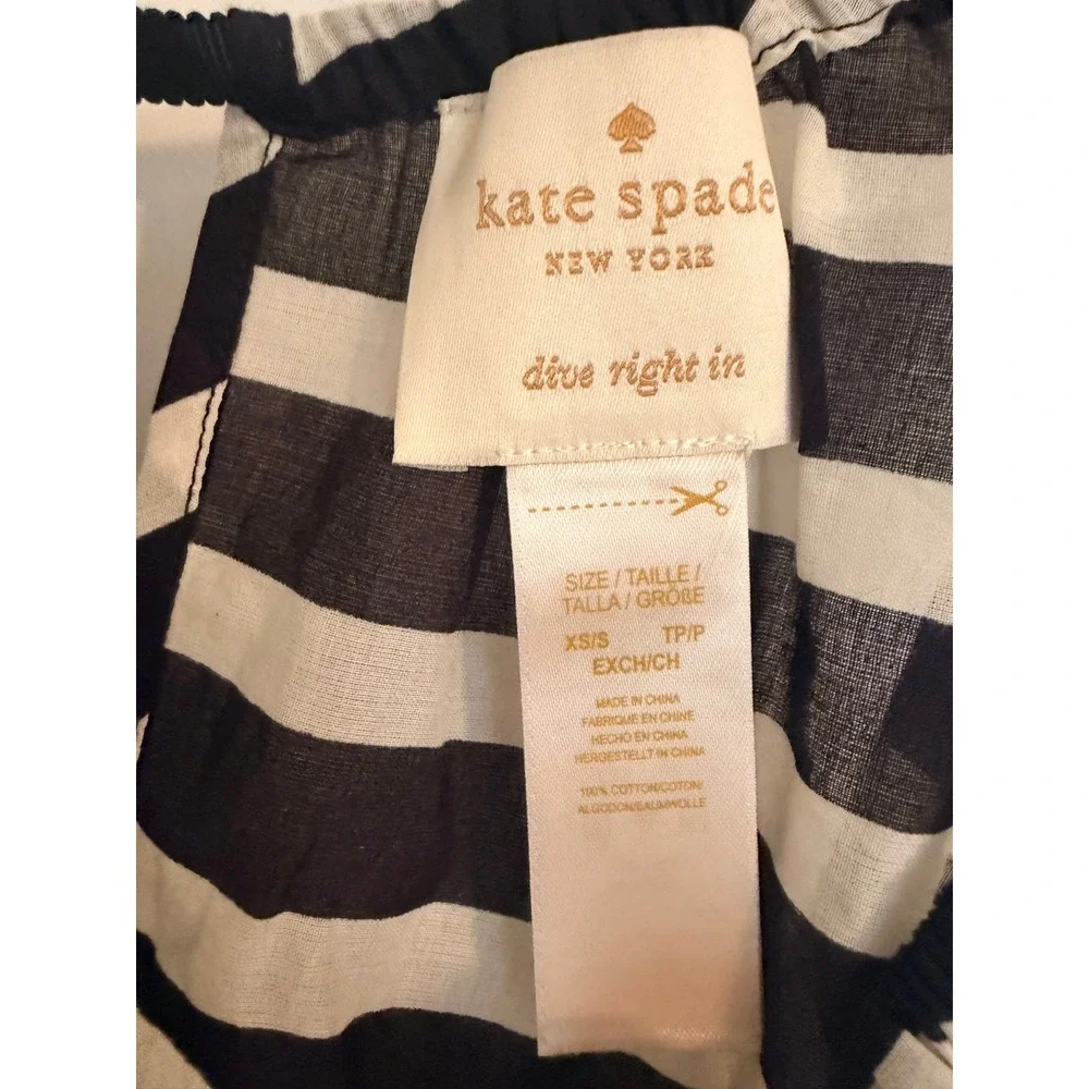 Kate Spade Swim Cover Up Women Dive Right In XS/S Black White Striped S48821